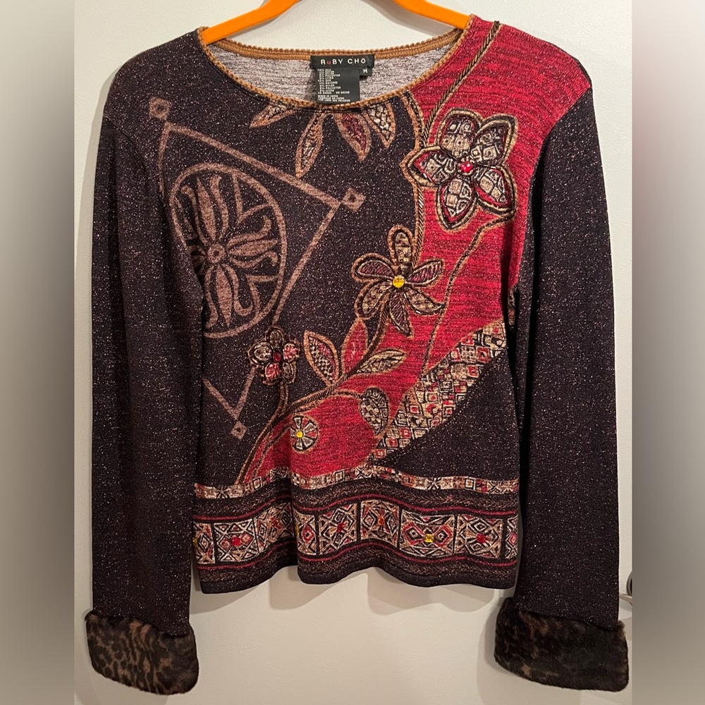 Vintage 74% Silk Ruby Cho Long Sleeve Top
